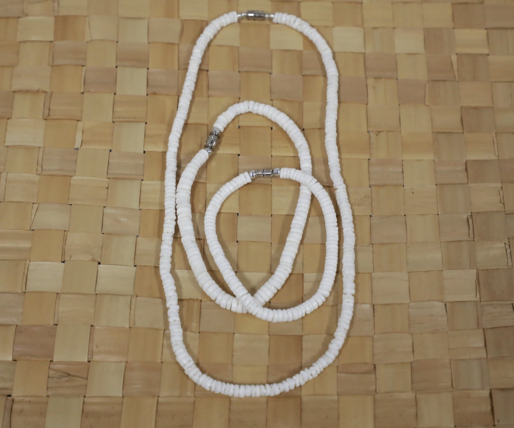 White Clam Necklace, Bracelet, and Anklet